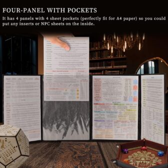 DND Faux Leather Dungeon Master Screen and Initiative & Combat Trakers with Insert Cards - Image 6