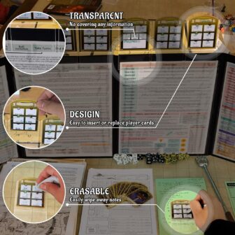 DND Faux Leather Dungeon Master Screen and Initiative & Combat Trakers with Insert Cards - Image 10