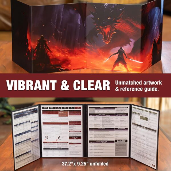 Tidyboss 24" x 36" DND Starter Set | DND Accessories | 2 x Double Sides 4 Terrains Game Grid Mat with Condition Rings, DM Screen, Dry Erase Markers, Eraser, and Clips - Image 6