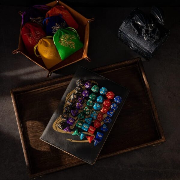 DND Dice Set 42 Pcs Polyhedral Dungeons and Dragons Rolling Dice for D&D RPG MTG Table Games Dice Bulk with Colorful Drawstring Bags and Dice Tray (Single) - Image 6