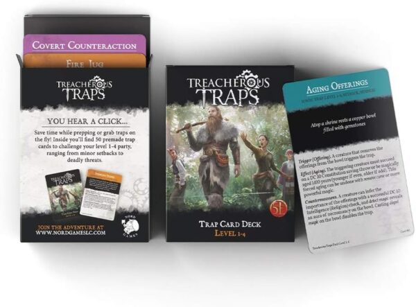 Dungeons and Dragons 5th Edition Deck of Cards – Treacherous Trap Deck: Lvl 1-4 by Nord Games – 50 Cards - Games for Adults and Kids – DND Books – Gaming Accessories - Compatible with D&D 5e - Image 4