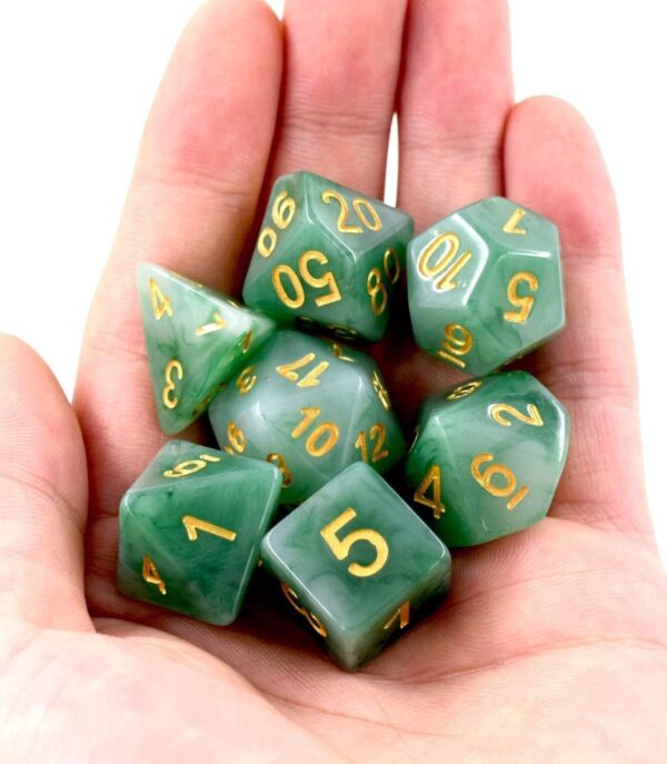 Polyhedral DND Dice Sets, 7-Die Green D&D Dice for Dungeons and Dragons Pathfinder RPG MTG Table Gaming Dice,Jade Dice (Green) - Image 3