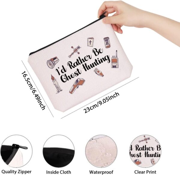 TSOTMO Paranormal Investigator Ghost Lover Merch I’d Rather Be Ghost Hunting Zipper Pouch Makeup Bag (Ghost Hunting) - Image 3