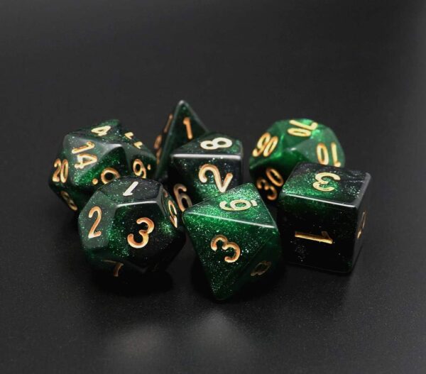 Polyhedral DND Dice Set Glitter Dice for Dungeon and Dragons D&D RPG Role Playing Games Green Mix Black Nebula Dice - Image 3