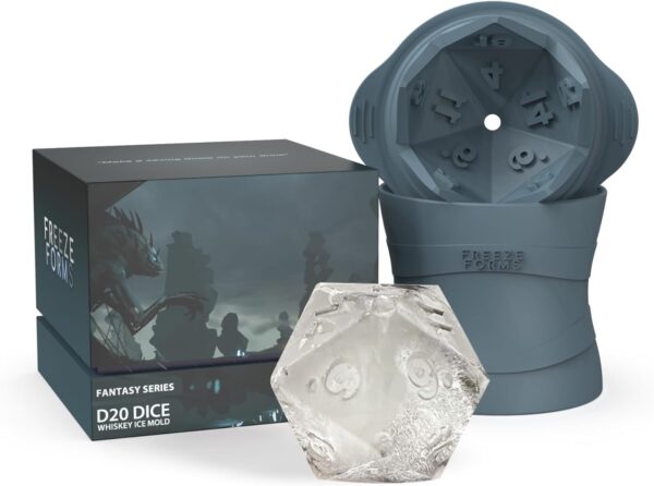 D20 Dice Shaped DND Fantasy Whisky Ice Cube Mold - Roll for Refreshment, Level Up Your Drinks with this Perfect Present for TTRPG Fans, Gamers, Geeks and Nerds - Image 2