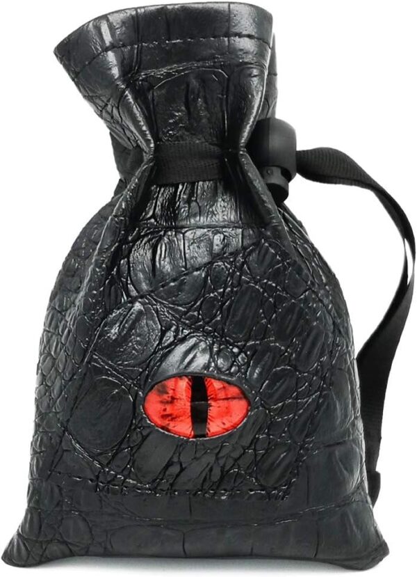 Haxtec Dragon Dice Bag Drawstring Leather DND Dice Pouch Storage Bag for D&D Dungeons and Dragons Gift, Coins and Accessories (Red Eye) Patent Number D893867 - Image 2