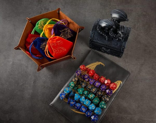 DND Dice Set 42 Pcs Polyhedral Dungeons and Dragons Rolling Dice for D&D RPG MTG Table Games Dice Bulk with Colorful Drawstring Bags and Dice Tray (Single) - Image 7