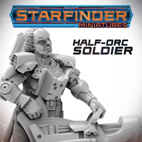 Archan Studio Starfinder Unpainted Miniatures: Half-Orc Soldier- 32mm Unpainted Plastic Miniatures - for Kids and Adults Ages 14+, Grey - Image 3