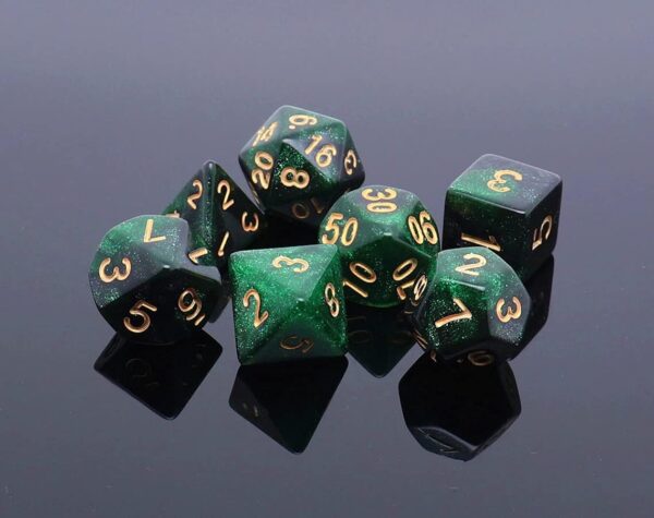 Polyhedral DND Dice Set Glitter Dice for Dungeon and Dragons D&D RPG Role Playing Games Green Mix Black Nebula Dice - Image 4