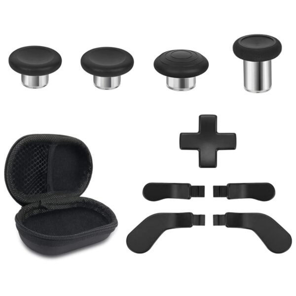 Metal Replacement Thumbsticks for Xbox Elite Controller Series 2 Core, Component Pack Includes 4 Swap Magnetic Joysticks, 4 Paddles, 1 Standard D-Pads, Accessories Parts for Xbox One Elite 2(Black) - Image 2