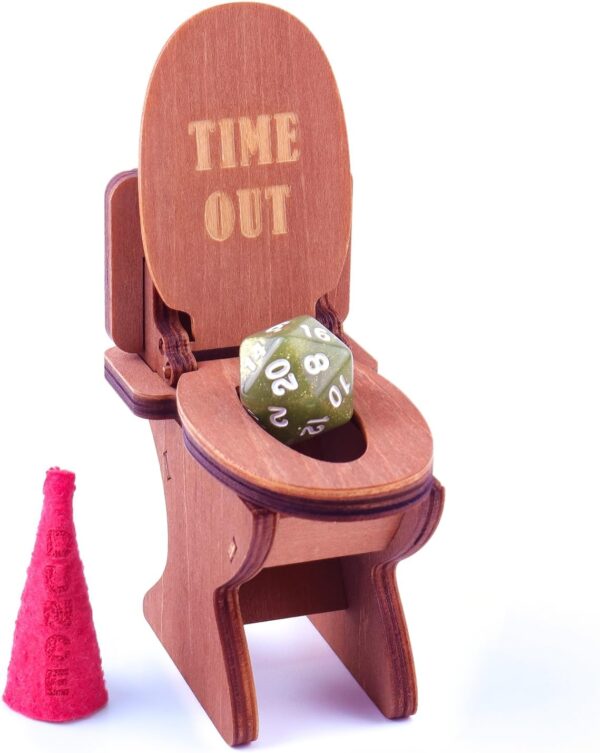 DND Dice Jail, Dice Chair of Shame with Dunce Hat, DND Accessories for Dungeons and Dragons, DND Gift for Fans of Tabletop Games, Time Out Chair for RPG Game, Fits Die Size D4-D20 - Image 2