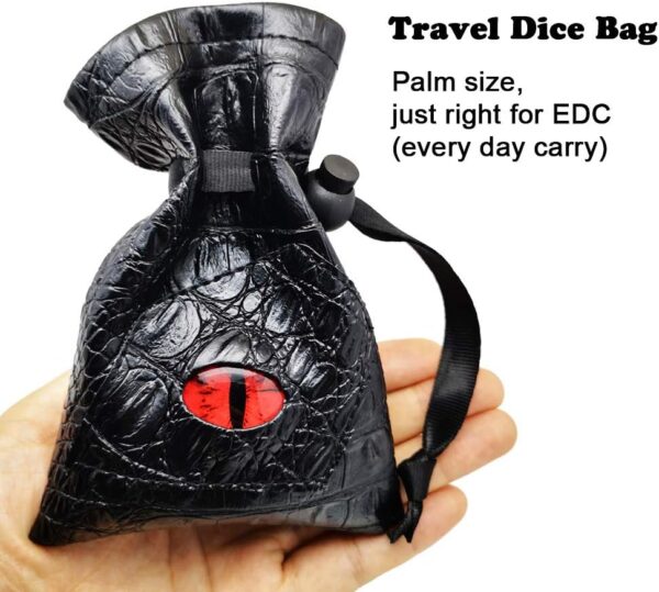 Haxtec Dragon Dice Bag Drawstring Leather DND Dice Pouch Storage Bag for D&D Dungeons and Dragons Gift, Coins and Accessories (Red Eye) Patent Number D893867 - Image 7