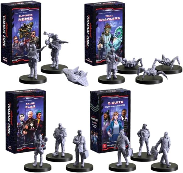 Monster Fight Club Cyberpunk Red Combat Zone Miniatures Bundle: Edgerunners - Glitching News Gonks, Wall Crawlers Gonks, False Flag Gonks, and C-Suite Gangers (4 Items) - Image 2