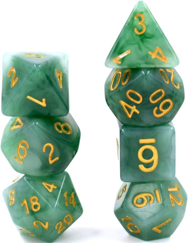 Polyhedral DND Dice Sets, 7-Die Green D&D Dice for Dungeons and Dragons Pathfinder RPG MTG Table Gaming Dice,Jade Dice (Green) - Image 4