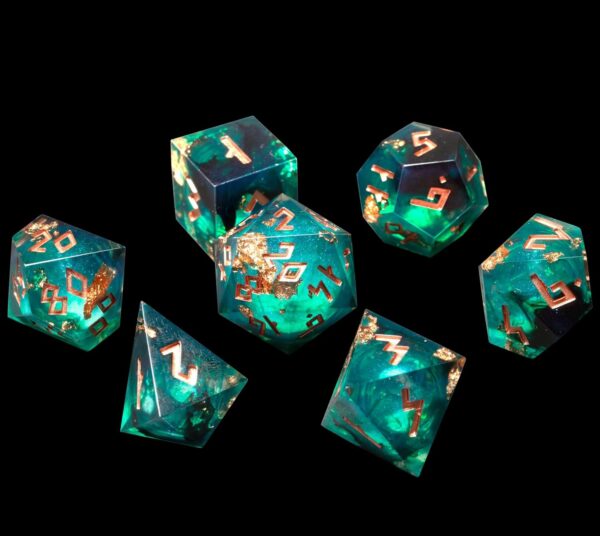 HEIMDALLR Liquid Core Dice Set with First Ever LED Display Case - 7-PC Hand-Painted Sharp Edge DND Dice Set with Gift Dice Box - Resin Dungeons and Dragons Dice Set (D&D Dice Set) (Fenrir's Shadow) - Image 7