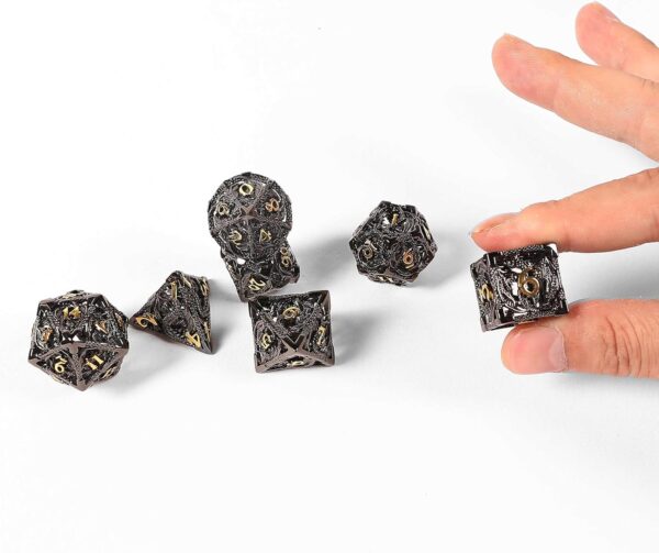 AncientDeer DND Dice Set 7 Pieces D&D Pure Copper Hollow Polyhedral DND Dice W/Gift Box & Dice Bag for DND RPG Explorers Savage World and Table DND Dungeons and Dragons Role Playing - Image 6