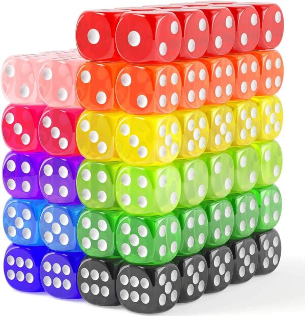 110 Pieces Dice Set, Colored Game Bulk Dices, Colorful Dices, 6 Sided Dice for Classroom Teaching, Board Game, Playing, Rolling, Small Six Sided 11 Color Red, Yellow, Blue, Green and More - Image 2