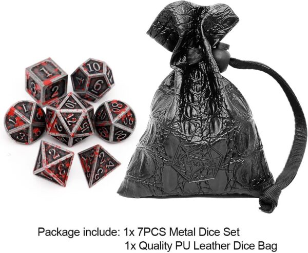 Haxtec Bloodstained Metal DND Dice Set Blood Polyhedral D&D Dice for Dungeons and Dragons Gift TTRPG Antique Metal Halloween Dice - Image 3