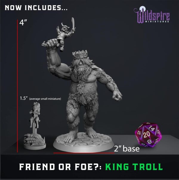 Heroes, NPC Animal Companions & Troll King for DND Miniatures Bulk 28mm-32mm Unpainted Paintable Dungeons and Dragons Minis Pathfinder Figures for Fantasy Tabletop Roleplaying Games like D&D - Image 3