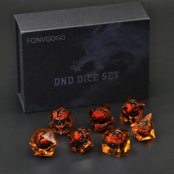 Dragon Eye Dungeons and Dragons Dice, Liquid Core Dice Set D&D Sharp Edge Resin Dice Polyhedral Beholder's Ttrpg Die Role Playing RPG D and D Dice (Brown Black) - Image 8