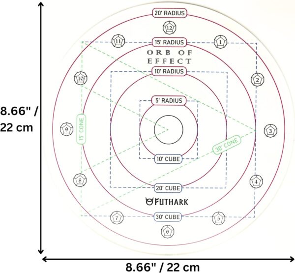 Futhark DND Spell Template Large to 30' Cube & 30' Cone, D&D AOE Spell Template - Measure Area of Effect Spell Template DND Accessories, D&D Accessories, Great DM Gift! - Image 5