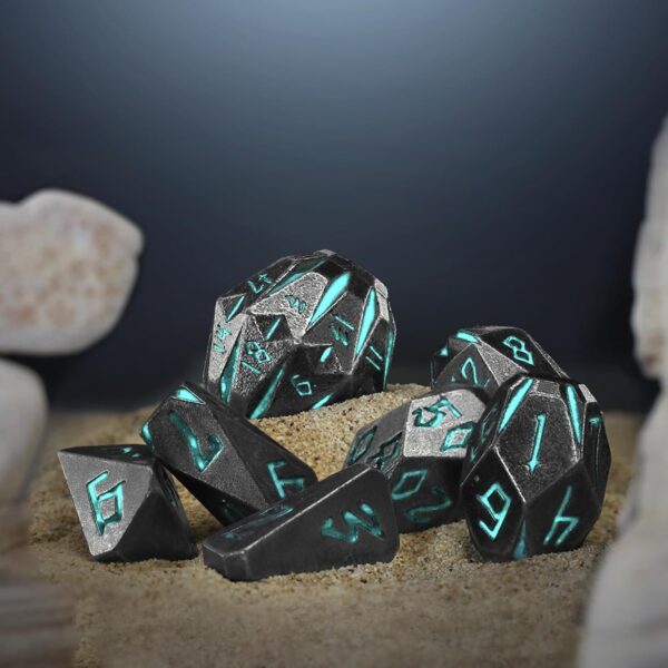 Dungeons and Dragon Dice of 7, Metal Dice Set D&D Polyhedral DND Dice Set with Cardboard Box Unique Cool Stonehenge Theme RPG Dice for Role Playing Games Gifts (Blue) - Image 5