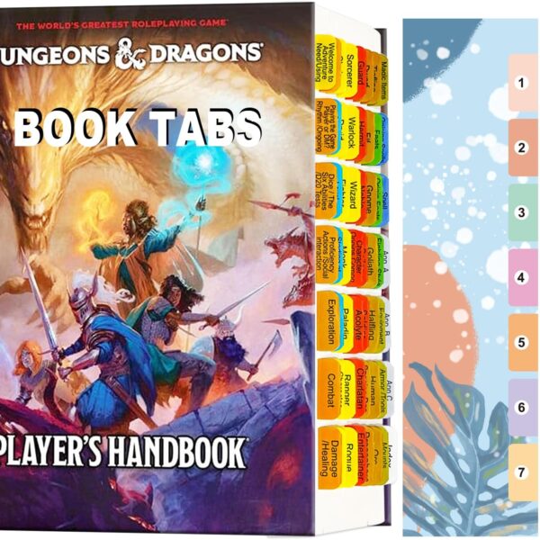 Index Tabs for D&D 2024 Player's Handbook (Book not Included), 56 D&D Core Rulebook Color Coded Clear PVC Laminated Tabs, Double-Sided Content Design & Durable Repositionable Tabs - Image 2