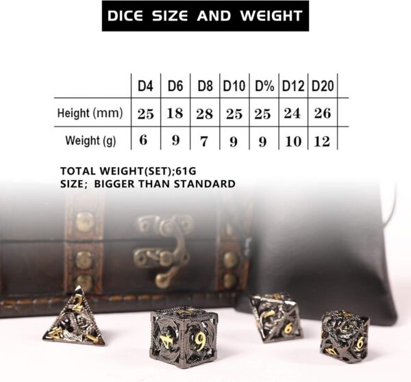 AncientDeer DND Dice Set 7 Pieces D&D Pure Copper Hollow Polyhedral DND Dice W/Gift Box & Dice Bag for DND RPG Explorers Savage World and Table DND Dungeons and Dragons Role Playing - Image 5