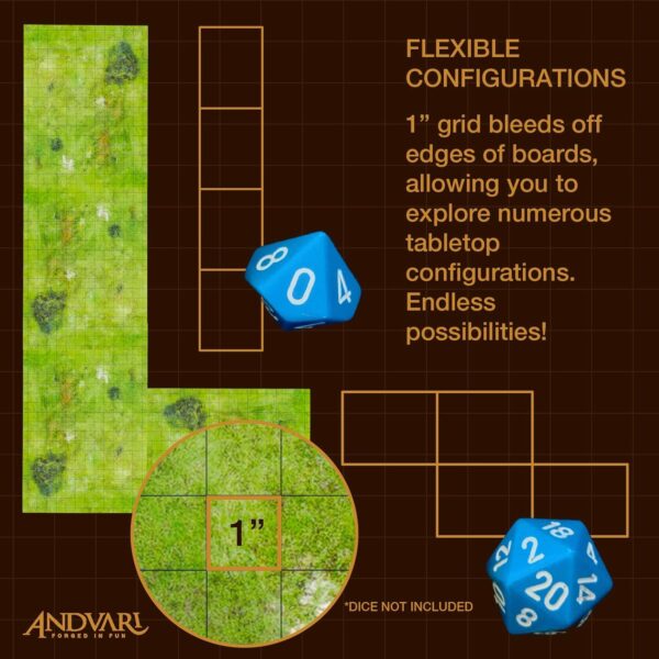 GSM Brands Battle Mat with Grid for Dungeons Role Playing Tabletop Dragons Game - 4 Pack Open Plains Setting Dry Erase Battle Boards, Non-Skid Back (17x13 Inches Each Makes 34x26 Board) - Image 4