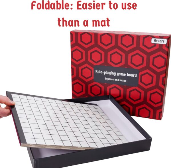 The Authentic Role-Playing Game Board by Hexers, Mat Alternative, Compatible with Dungeons and Dragons D&D DND Pathfinder RPG, 27x23 inches, 1 inch Square and Hexes Battle Grid, Foldable & Dry Erase - Image 3