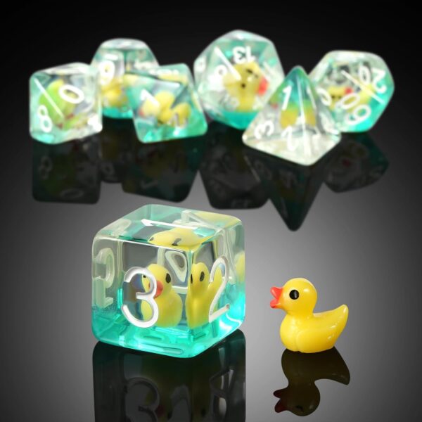 Duck DND Resin Dice, DNDND 7PCS Dungeons and Dragon Dice Set with Velvet Bag for D&D Role Playing Games and Tabletop Games（Duck - Image 4