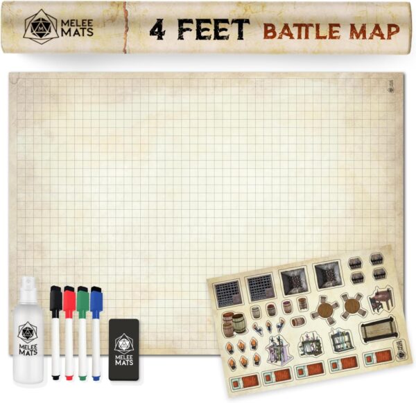 Melee Mats DND Map Starter Kit for Dungeons & Dragons Game - 35” x 48", Wet/Dry Erase Battle Terrain Grid - Ultimate Tabletop Gaming Experience with Accessories - Image 2