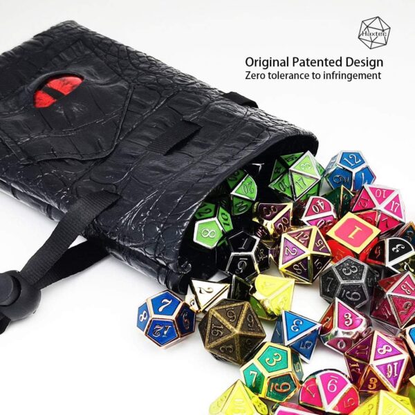 Haxtec Dragon Dice Bag Drawstring Leather DND Dice Pouch Storage Bag for D&D Dungeons and Dragons Gift, Coins and Accessories (Red Eye) Patent Number D893867 - Image 3