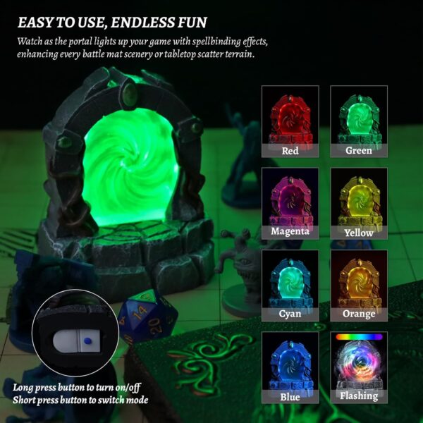 CZYY DND Glowing Portal Resin Miniature with Color-Changing LED Lights - Magic Portal Terrain, RPG Scenery for Tabletop Wargaming, Dungeons & Dragons and Warhammer - Image 5