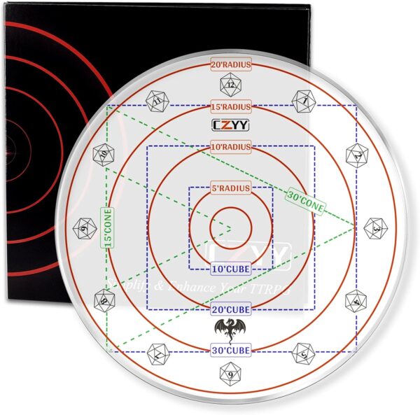 Upgraded Spell AOE Damage Template Extra Large to 30' Cube & 30' Cone, Acrylic D&D Area Effect Marker with Gift Box - Perfect Tabletop RPG Gaming Accessories, Tools for Dungeons and Dragons, TTRPGs - Image 2