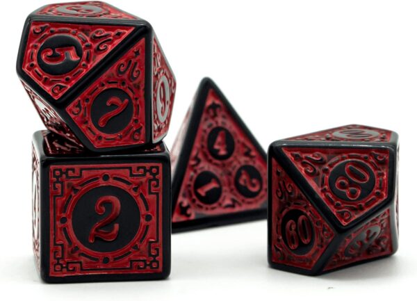 DND Dice Set-D&D Polyhedral Dice (7 Pcs) with Leather Dice Bag for Dungeons and Dragons Role Playing Dice Games RPGs (Red with Black Edge) - Image 5