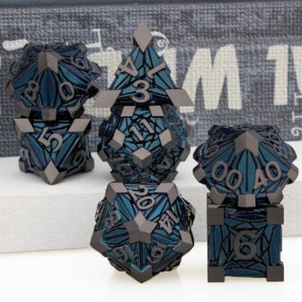 7PCS Metal DND Dice Set Black Blue D&D Dice with Box, Debris RPG D and D Dice Dungeons and Dragons Role Playing Game Polyhedral Dice Set D20 D12 D10 D8 D6 D4 - Image 6
