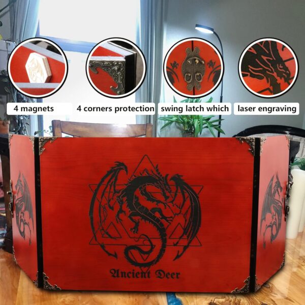 DM Screen Wooden Dungeon Master Screen for Hand Crafted Dungeon and Dragons Gift,DND Dice GM Games,D&D 5e Accessories,Magic The Gathering,Pathfinder,Custom Screen (DmScreen-Wine red) - Image 3