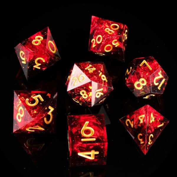 DND Dice Set Handmade 7 Accessories Sharp Edge Dice for Dungeons and Dragons TTRPG Games, Multi-Sided RPG Polyhedral Resin Sharp Edge Dice Roleplaying Games Shadowrun Pathfinder MTG(Black Red) - Image 2