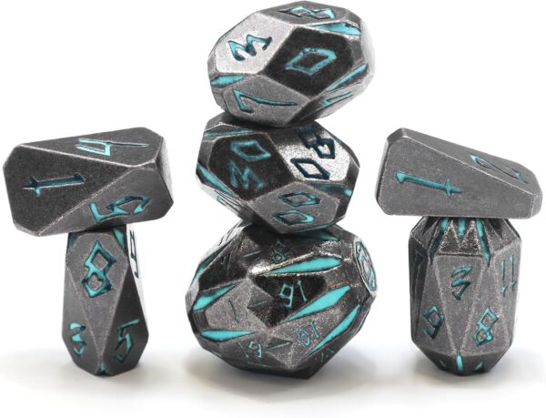 Dungeons and Dragon Dice of 7, Metal Dice Set D&D Polyhedral DND Dice Set with Cardboard Box Unique Cool Stonehenge Theme RPG Dice for Role Playing Games Gifts (Blue) - Image 2