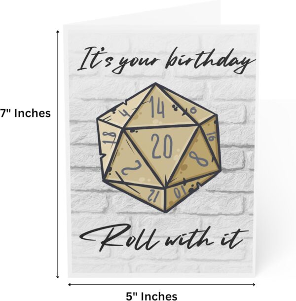 J&J'S TOYSCAPE Dungeons and Dragons Birthday card, D&D Birthday Card for GM's, DM's, Dungeons and Dragoners Players, Roleplay Enthusiasts, 5x7 Card with Envelope, Blank Inside (Dice) - Image 3