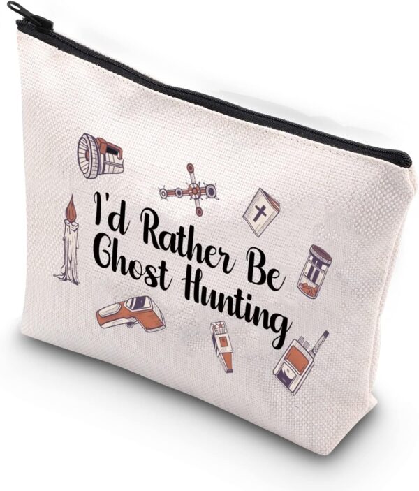 TSOTMO Paranormal Investigator Ghost Lover Merch I’d Rather Be Ghost Hunting Zipper Pouch Makeup Bag (Ghost Hunting) - Image 2