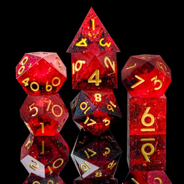 DND Dice Set Handmade 7 Accessories Sharp Edge Dice for Dungeons and Dragons TTRPG Games, Multi-Sided RPG Polyhedral Resin Sharp Edge Dice Roleplaying Games Shadowrun Pathfinder MTG(Black Red) - Image 4