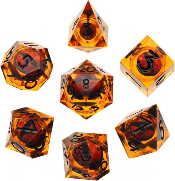 Dragon Eye Dungeons and Dragons Dice, Liquid Core Dice Set D&D Sharp Edge Resin Dice Polyhedral Beholder's Ttrpg Die Role Playing RPG D and D Dice (Brown Black) - Image 6