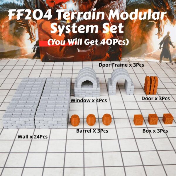 Dungeon Walls 40pcs 28mm Miniature RPG Modular System DND Terrain Building Accessories for Tabletop Role Playing Scenes, Gift of Christmas Halloween for DM - Image 5