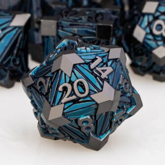 7PCS Metal DND Dice Set Black Blue D&D Dice with Box, Debris RPG D and D Dice Dungeons and Dragons Role Playing Game Polyhedral Dice Set D20 D12 D10 D8 D6 D4 - Image 2
