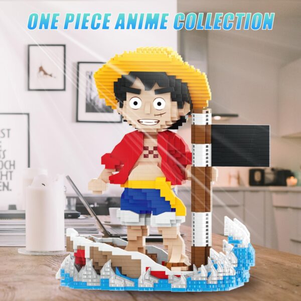 One Piece Anime Figure Monkey D.Luffy Building Kit, Classic One Piece Merch Hero Character Statue Stacking Blocks Not Compatible with Lego, Creative Christmas Decor Gift for Kid, Adult (1745PCS) - Image 7