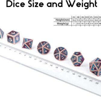 DNDND Metal D&D Dice Set,7 Pieces Dragon Scale Metallic D&D Die with Gift Metal Case for Dungeons & Dragon Game (Teal and Purple with Copper Edge) - Image 5