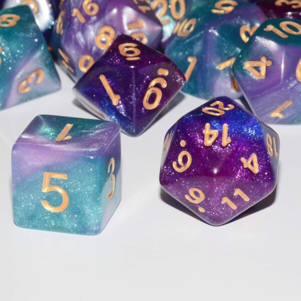 DND Dice 2 X 7Sets, 14Pieces Glitter Sparkle Cosmic Mixed Polyhedral DND Dice for RPG MTG Table Game Dice - Image 4