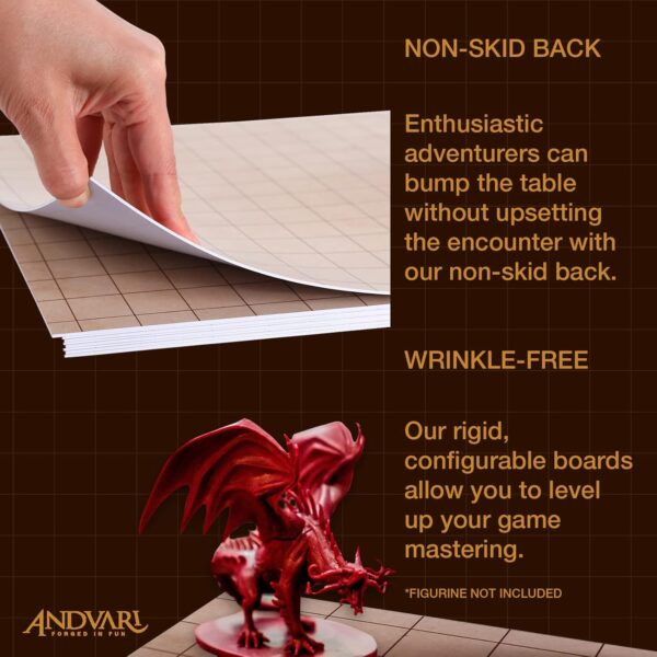 GSM Brands Battle Mat with Grid for Dungeons Role Playing Tabletop Dragons Game - 4 Pack Dry Erase Battle Boards, Non-Skid Back (17x13 Inches Each Makes 34x26 Board) - Image 6